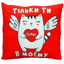 М`яка іграшка «Подушка Вітальна 2» 32х32 см з принтом №2, ПП Копиця