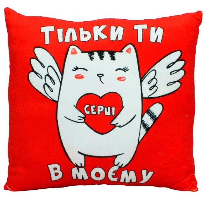 М`яка іграшка «Подушка Вітальна 2» 32х32 см з принтом №2, ПП Копиця