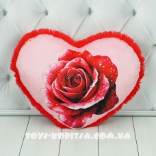 М`яка іграшка «Подушка Серце Вітальне Троянда 1» 35х40 см, ПП Копиця