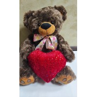 М`яка іграшка «Ведмедик Бублик 01/7 з серцем» коричневий музичний, ПП Копиця