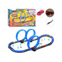 Трек з 57 деталей: машинка, дерева, знаки, на акумуляторі, в коробці 42х27х6,5 см