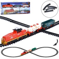 Залізниця 160х69 см: локомотив, 2 вагони, зі світлом та звуком на батарейці, у коробці 66х26х6,5см