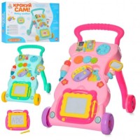 Каталка-ходунки музична зі світлом, дощечкою та тріскачкою на батарейці в асортименті, у коробці 46х34х11 см