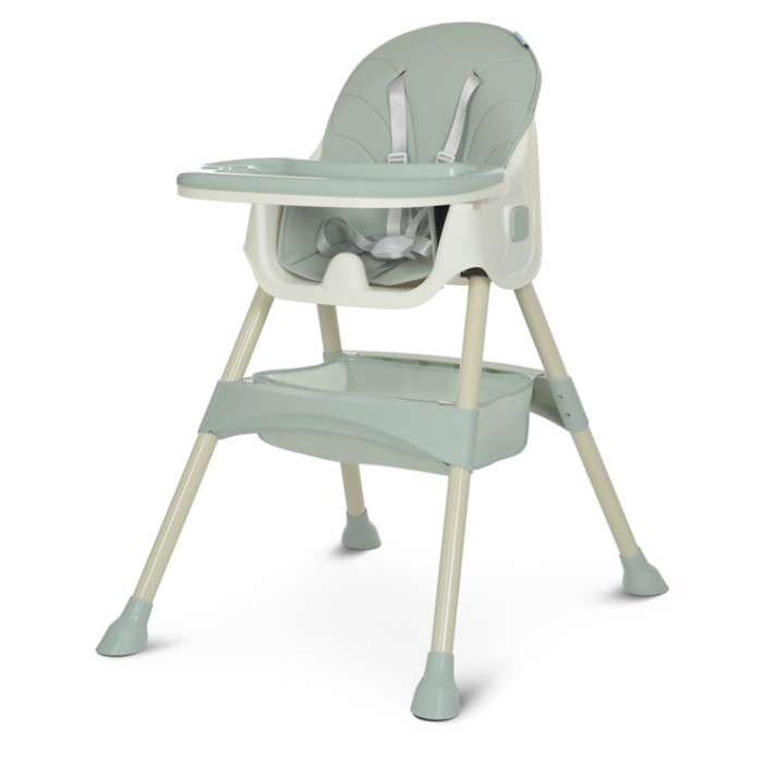 Стільчик для годування 95х76х61см складний, 5-точковий ремінь безпеки, екошкіра, оливковий, у коробці 51х27х43 см