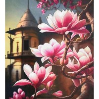 Набір з алмазною мозаїкою «Сакура на фоні китайської пагоди» 30х40 см, ТМ Strateg