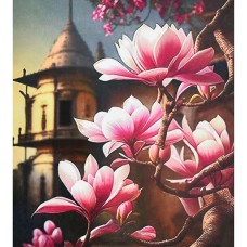 Набір з алмазною мозаїкою «Сакура на фоні китайської пагоди» 30х40 см, ТМ Strateg