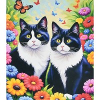 Набір з алмазною мозаїкою «Коти серед кольорів» 40х50 см, ТМ Strateg