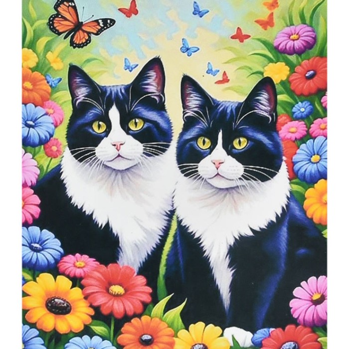 Набір з алмазною мозаїкою «Коти серед кольорів» 40х50 см, ТМ Strateg