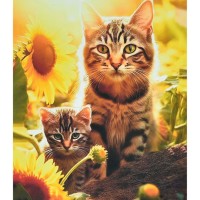 Набір з алмазною мозаїкою «Мама і котик серед соняхів» 40х50 см, ТМ Strateg