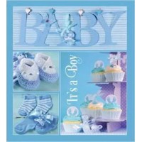 Фотоальбом для новонародженних «Baby collage Blue» на 56 фото 10х15 см з обкладинкою з ламінованого картону, 22х22 см