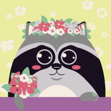 Картина за номерами «Весняний єнотик» 20х20 см, ТМ Strateg