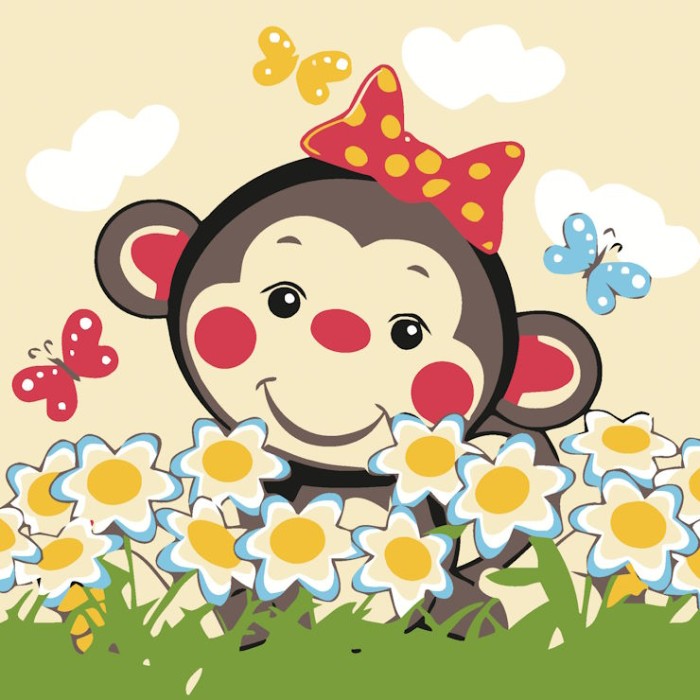 Картина за номерами «Мавпенятко» 20х20 см, ТМ Strateg