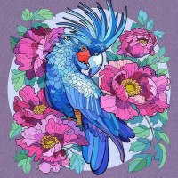 Картина за номерами «Папуга у квітах» 30х30 см, ТМ Strateg
