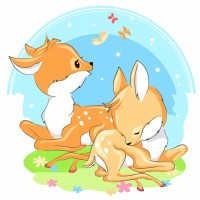 Картина за номерами «Сімейство оленят» 30х30 см, ТМ Strateg