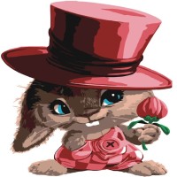 Картина за номерами «Зайченя в капелюсі» 30х30 см, ТМ Strateg