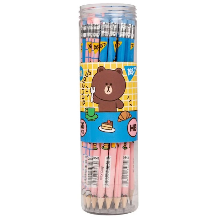 Олівець графітний «Line Friends Sally and Cony» з гумкою 36 шт у пластиковій тубі, ТМ Yes