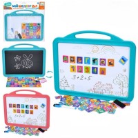 Дошка магнітна двостороння: український алфавіт, цифри, крейда, маркер та губка для дошки, у коробці 42х34х2 см