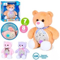 Нічник «Ведмедик» 30 см музичний зі звуком, світлом, проектором зоряного неба та рухомими деталями, на батарейці,в асортименті, у коробці 37,5х30,5х15 см