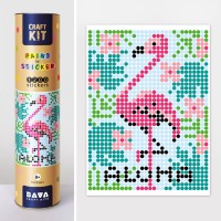 Картина за номерами «Фламінго» з наліпками 1200 стікерів, у тубусі 33х48 см, ТМ Умняшка