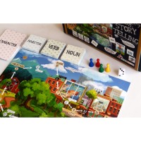 Гра настільна «English storytelling» на складання речення: ігрове поле 120 карток 4 фішки та ігровий кубик, у коробці 25х16,5х5,5 см, ТМ Умняшка