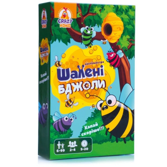 Гра настільна «Шалені бджоли» з 54 фішок, у коробці 11,5х4х18,5 см, ТМ Vlady Toys