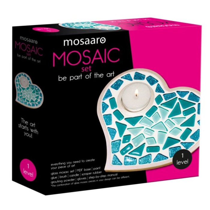 Набір для творчості «Кришталеве скло-мозаїка. Підсвічник-серце» з основи та додатковмих складових, у коробці 22х6х22 см, ТМ Vladi Toys