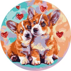 Картина за номерами «Парочка коргі» d 26 см, ТМ Ідейка