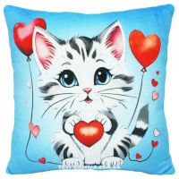 М`яка іграшка-подушка «Кіт 1» 32х32 см з принтом 2, ПП Копиця