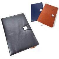 Блокнот А5 на 98 аркушів у клітинку на кнопці з обкладинкою зі шкірзаму, ТМ Leader