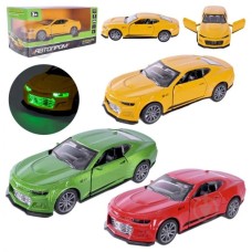 Машина 12 см 1:32 металева зі світлом та дверима, що відчиняються, на батарейці, в асортименті, у коробці 15х6,5х7 см, АВТОПРОМ