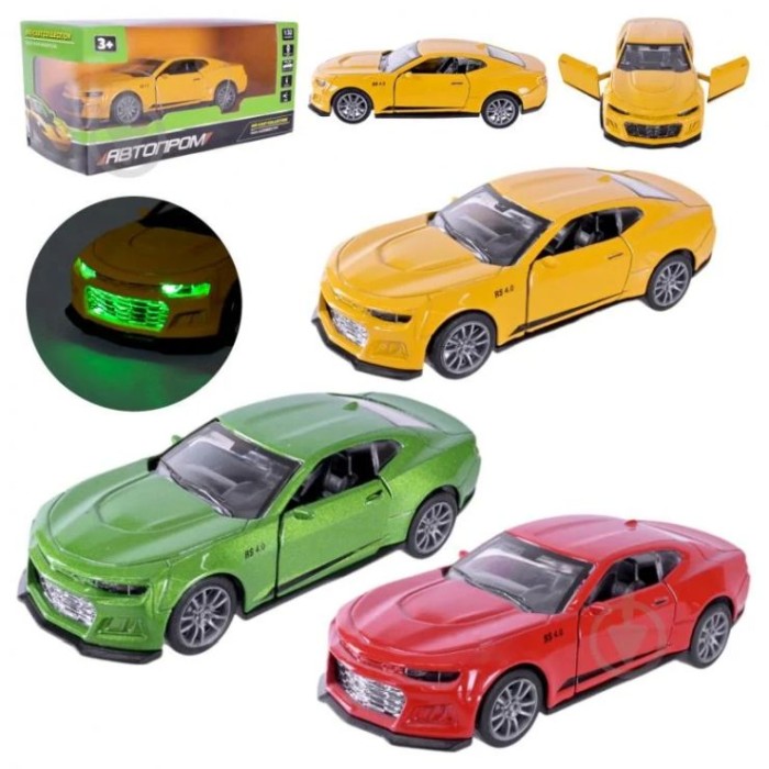 Машина 12 см 1:32 металева зі світлом та дверима, що відчиняються, на батарейці, в асортименті, у коробці 15х6,5х7 см, АВТОПРОМ