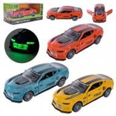 Машина 12 см 1:32 металева зі світлом та дверима, що відчиняються, на батарейці, в асортименті, у коробці 15х6,5х7 см, АВТОПРОМ