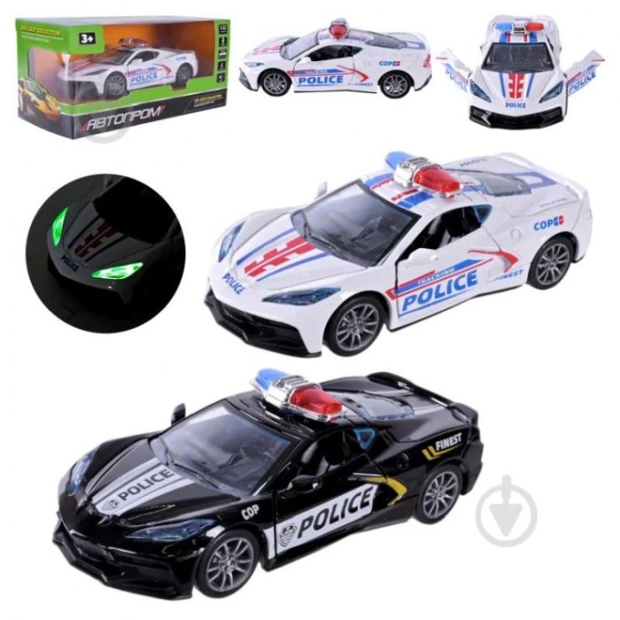 Машина 12 см 1:32 металева зі світлом та дверима, що відчиняються, на батарейці, в асортименті, у коробці 15х6,5х7 см, АВТОПРОМ