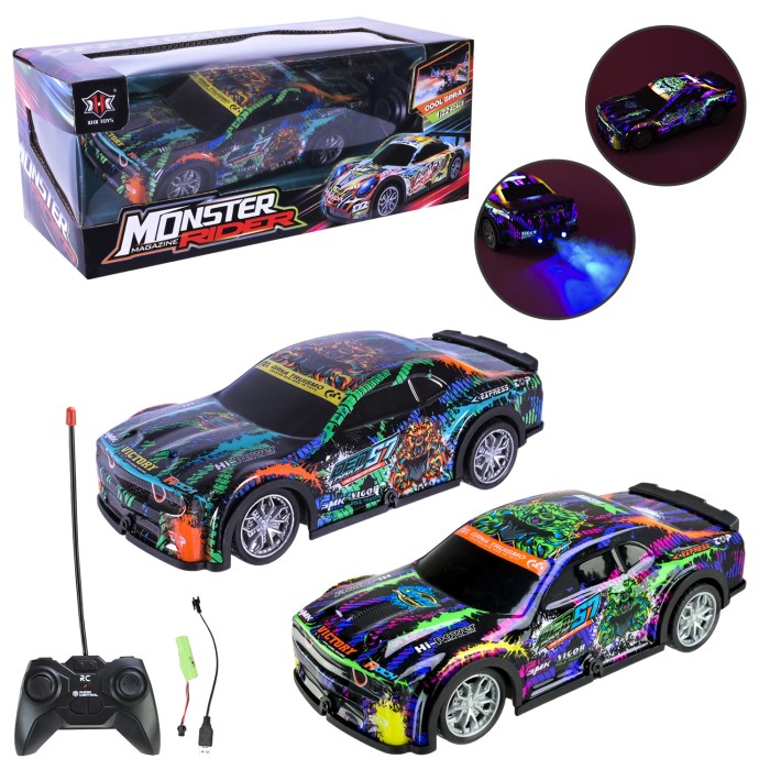 Машина 25 см р/к на акумуляторі зі світлом. димом та USВ, в асортименті, у корробці 27,5х12,5х11 см