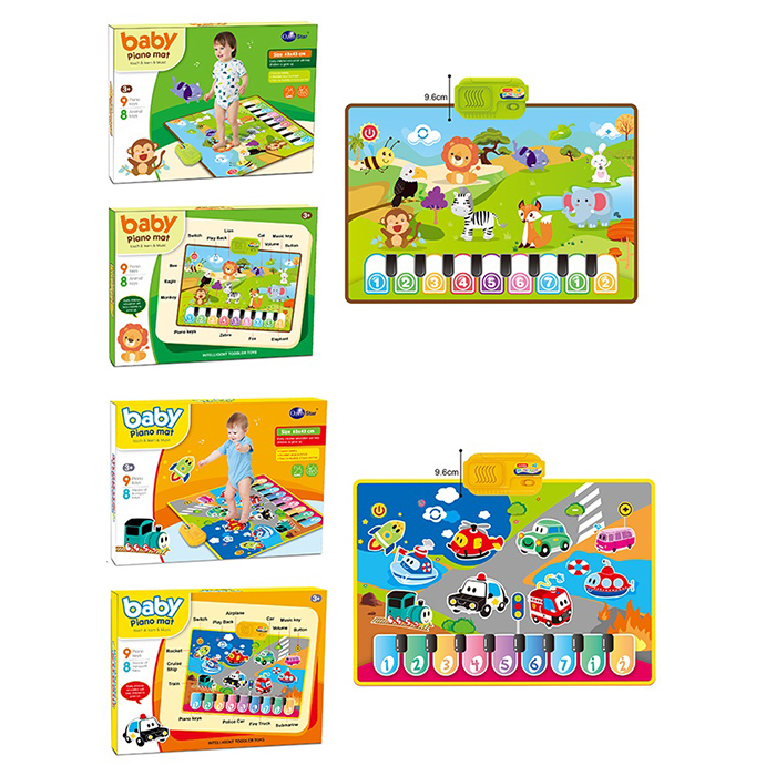 Килимок «Піаніно» 63х43-49 см музичний зі світлом, звуками тварин та регулятором гучності, в асортименті, у коробці 29х21,5х5 см