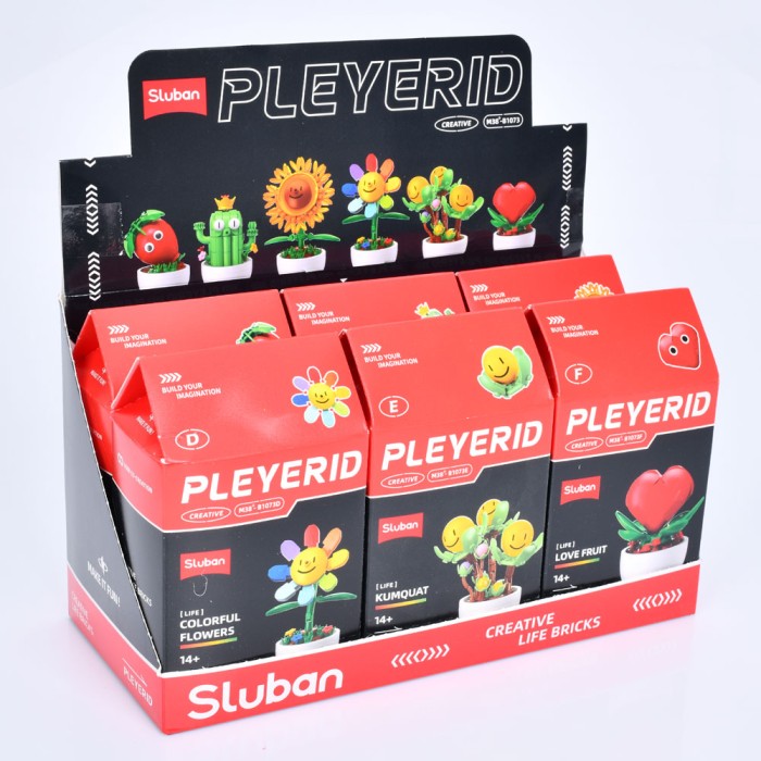 Конструктор «Рослинка у горщику», в асортименті, у коробці 13х9х16 см, по 6 шт у дисплеї 28х16х13 см, Sluban