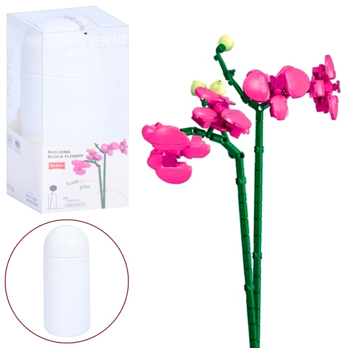 Конструктор «Орхідея» 40,1 см на 261 деталь у колбі, у коробці 9,5х22х9,5 см, Sluban