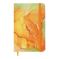 Блокнот «MARBLE» А6 на 80 аркушів у клітинку з твердою ламінованою обкладинкою, помаранчевий, ТМ Buromax