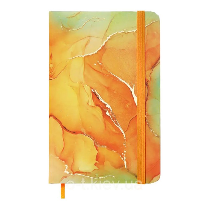 Блокнот «MARBLE» А6 на 80 аркушів у клітинку з твердою ламінованою обкладинкою, помаранчевий, ТМ Buromax