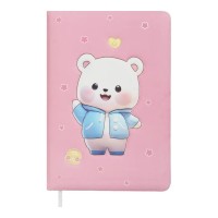 Блокнот «BEAR» 15,5х11 см на 80 аркушів у лінію з обкладинкою Soft PU, рожевийвий, KIDS Line