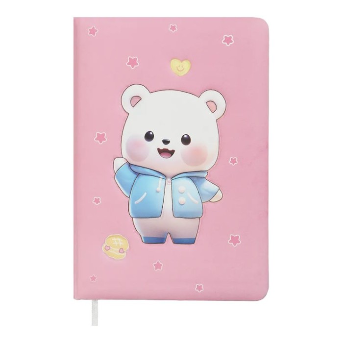 Блокнот «BEAR» 15,5х11 см на 80 аркушів у лінію з обкладинкою Soft PU, рожевийвий, KIDS Line