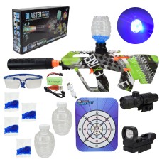 Іграшковий автомат 35 см на акумуляторі зі світлом та аксесуарами, стріляє гелевими кулями, у коробці 41х21х7 см