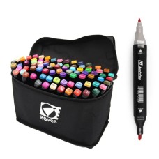 Набір скетч-маркерів двосторонніх на 80 кольорів зі кругл/скошеним наконечником у пластиковому корпусі, у сумці