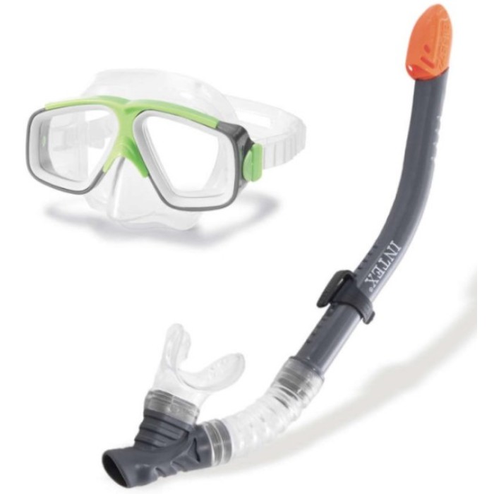 Набір для плавання: трубка та маска на регульованому ремінці 50-56 см, від 8 років, в асортименті, на планшетці 50х20 см, ТМ Intex