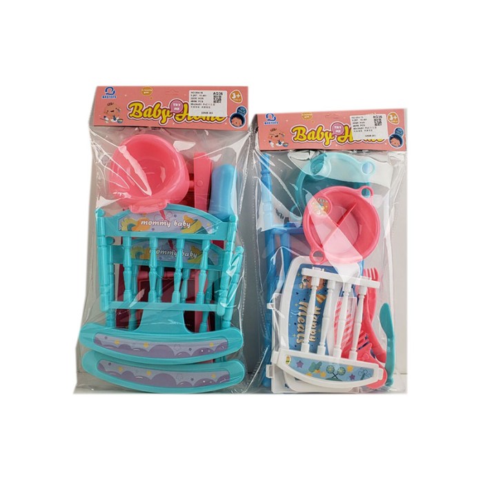 Ліжечко для ляльки та стілець для годування з аксесуарами, у пакеті 20х36х4 см