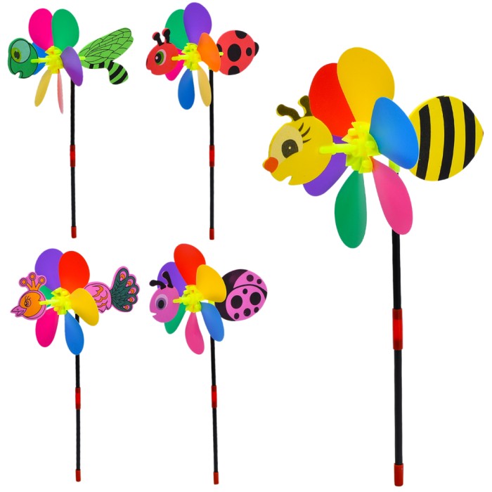 Вітрячок «Квітка» діаметрм 19 см та паличкою 32 см, в асортименті, у пакеті 21х18х3 см.