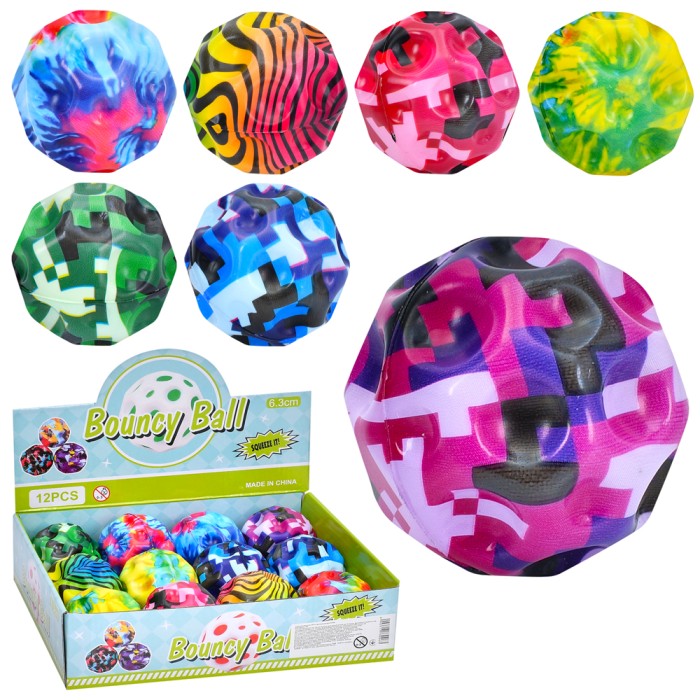 М'яч дитячий 6 см фомовий антигравітаційний, в асортименті, 12 шт у дисплеї 25,5х19х6,5 см