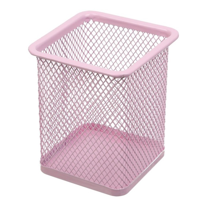 Підставка для ручок «PASTEL» квадратна металева, рожева, ТМ Buromax