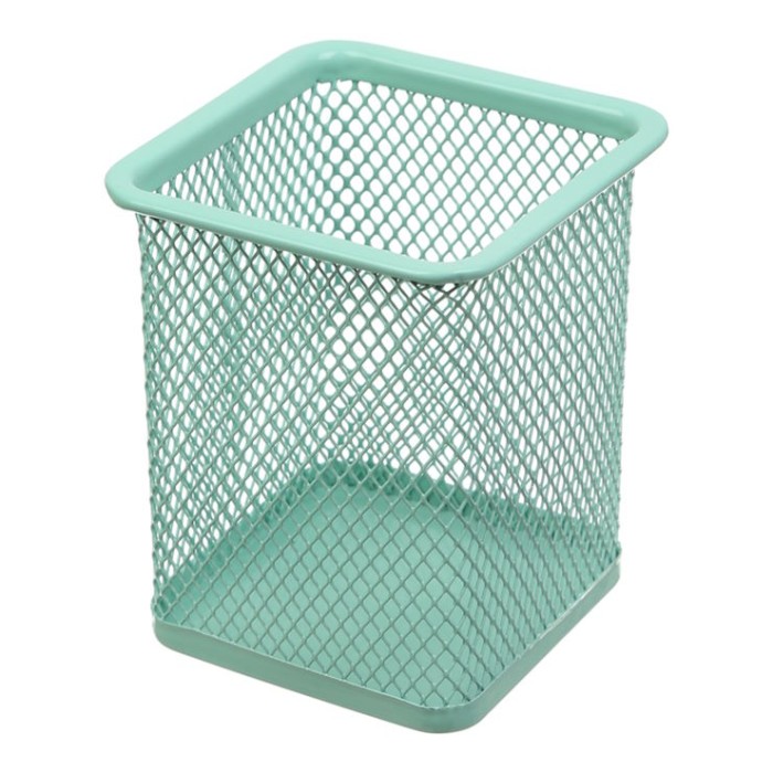 Підставка для ручок «PASTEL» квадратна металева, м'ятна, ТМ Buromax