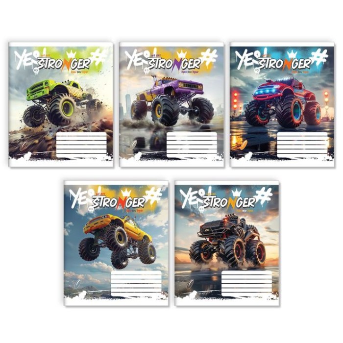 Зошит на 12 аркушів у клітинку «Монстр-трак» № 0155, Пір'їнка